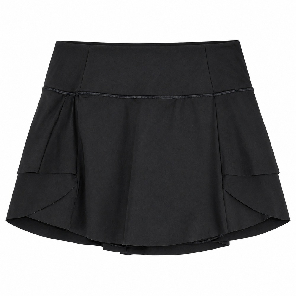 Athleta Black Active Skort Tiered Ruffle Back Tennis Golf Running Skirt Size M